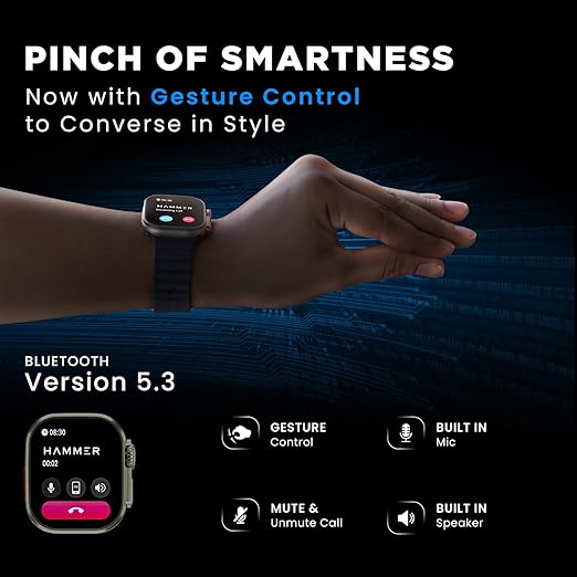 Hammer Active 2.0 Plus Bluetooth Calling Gesture Control Smartwatch