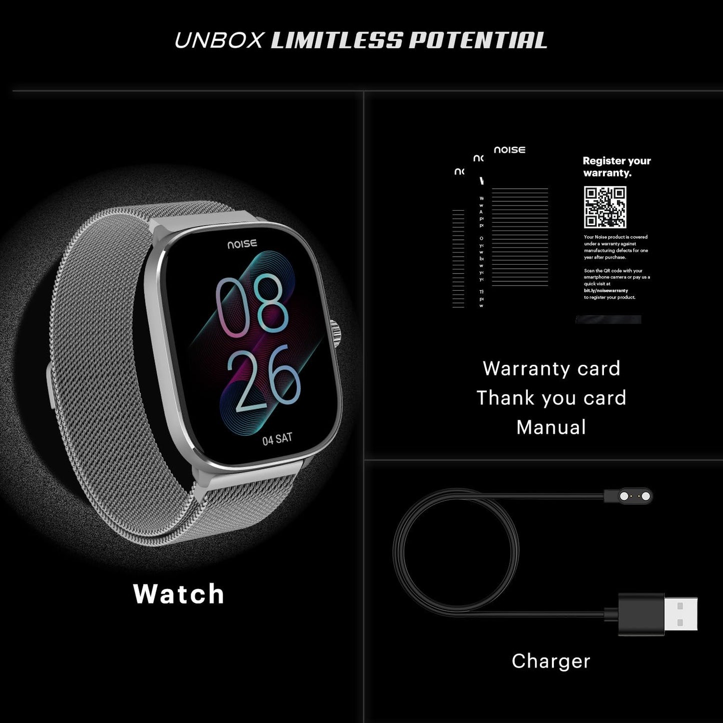 Noise Quad Call 1.81" Display, Bluetooth Calling Smart Watch, AI Voice Assistance, 160+Hrs Battery Life, Metallic Build, in-Built Games, 100 Sports Modes, 100+ Watch Faces