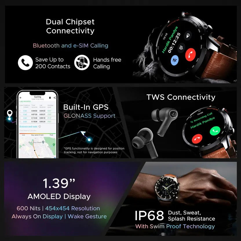 boAt Lunar Pro LTE / eSIM Support,Built-in GPS,1.39" AMOLED Display & Connection Smartwatch