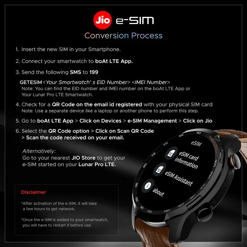 boAt Lunar Pro LTE / eSIM Support,Built-in GPS,1.39" AMOLED Display & Connection Smartwatch