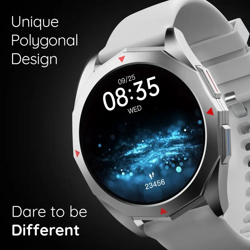 Pebble Rio 1.39 inch HD Display, Unique Polygonal Bezel Less Design, Premium Build Smartwatch