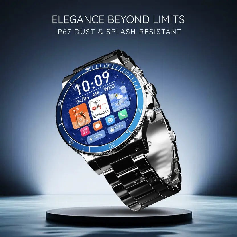 Pebble Chrome 1.52" HD Bezel-Less Display, Luxury Metal, BT Calling, Rotating Crown Smartwatch