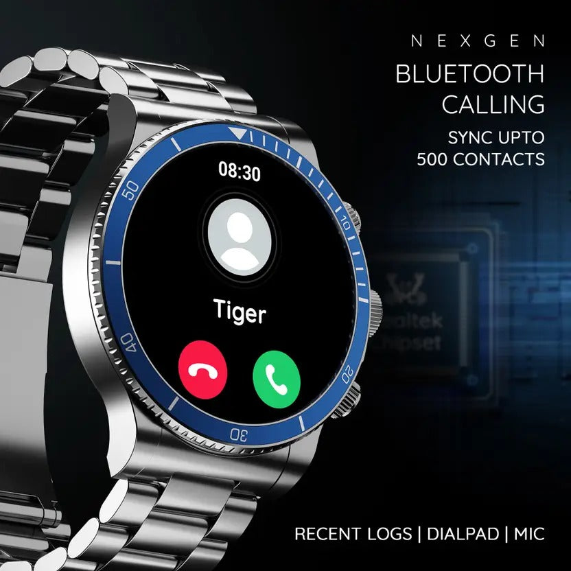 Pebble Chrome 1.52" HD Bezel-Less Display, Luxury Metal, BT Calling, Rotating Crown Smartwatch