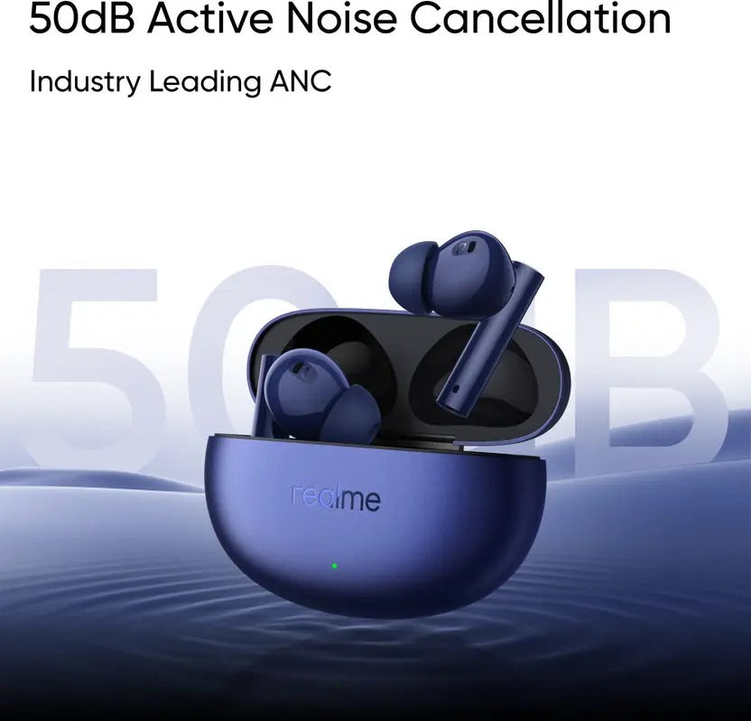 Realme Buds Air 5 with 50dB ANC, 12.4mm Dynamic Bass Driver and upto 38 hours Playback Bluetooth (Deep Sea Blue, True Wireless)