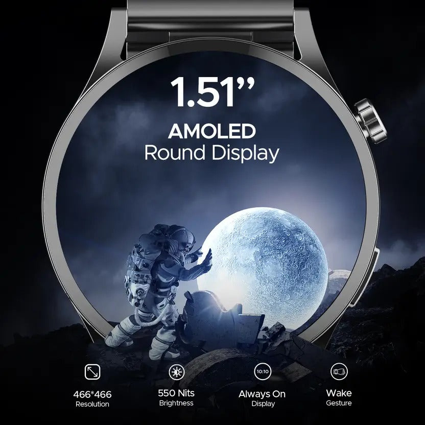 boAt Lunar Embrace w/ 3.83 cm(1.51'') AMOLED Display, BT Calling,Functional Crown Smartwatch