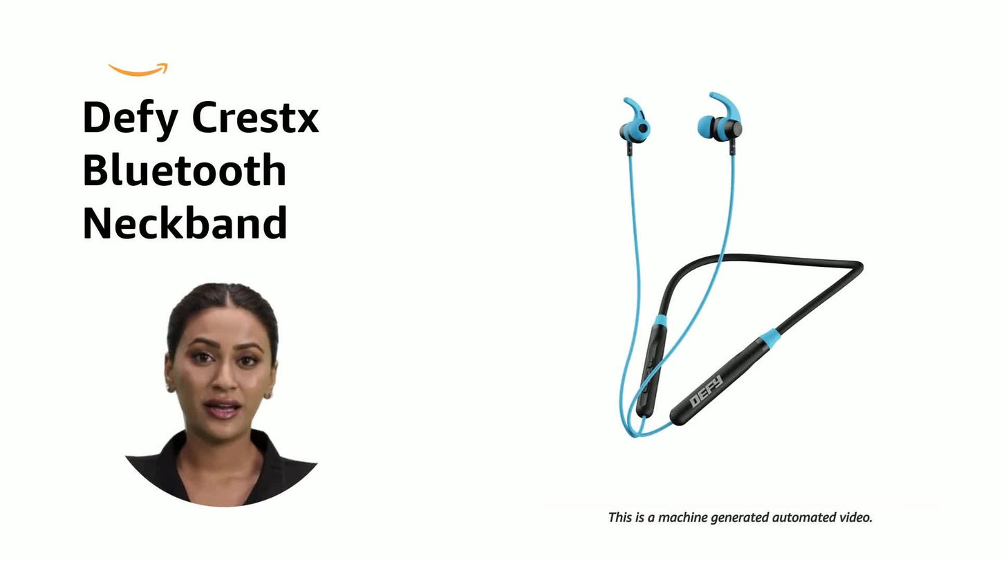 Defy Crestx Bluetooth Neckband with 16 Hours Playback, Fast Charge, Low Latency &10Mm Drivers