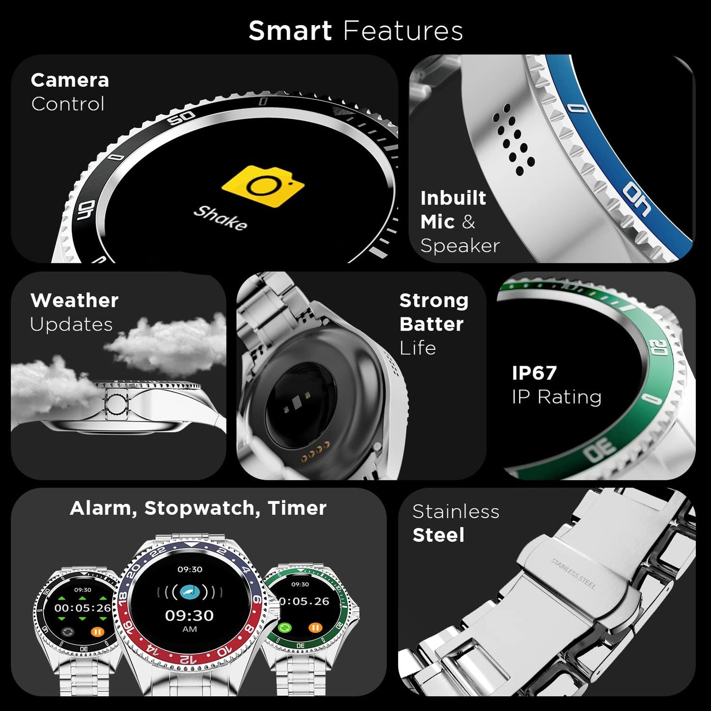 Fire-Boltt Quantum Luxury & Sporty Stainless Steel Smartwatch, 1.28" Bluetooth Calling, High Resolution of 240 * 240 Px & TWS Connection