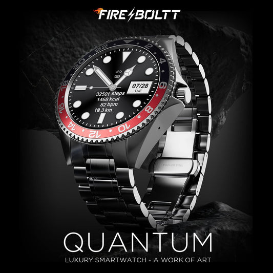 Fire-Boltt Quantum Luxury & Sporty Stainless Steel Smartwatch, 1.28" Bluetooth Calling, High Resolution of 240 * 240 Px & TWS Connection