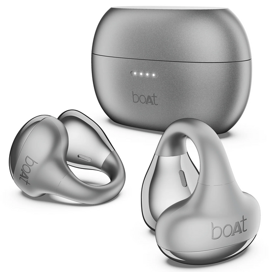 boAt Airdopes Loop OWS Earbuds w/Clip-On Fit, Air Conduction Tech, 50HRS Battery, 4Mics ENx, Dual EQ Modes, 12mm Drivers, 40ms Latency,ASAP Charge,OWS Ear Buds Earphones