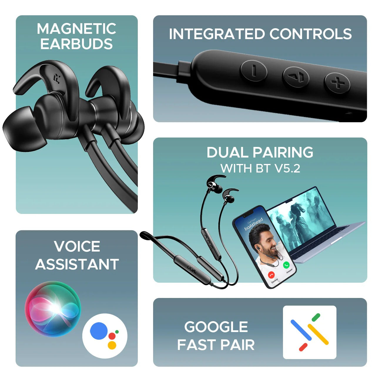 Boat Rockerz 255 Pro+, 60HRS Battery, Fast Charge, IPX7, Dual Pairing, Low Latency, Magnetic Earbuds, Bluetooth Neckband, Wireless with Mic Earphones