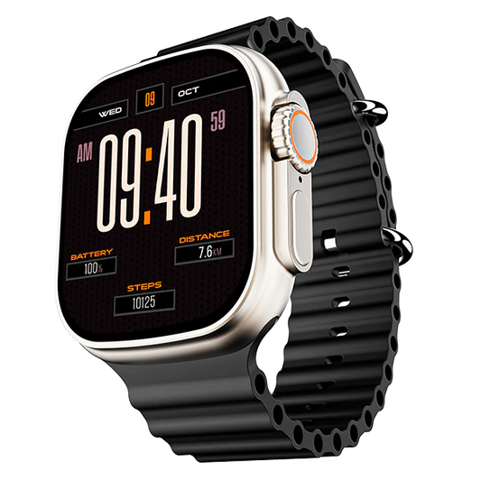boAt Wave Genesis (Active Black) 1.96'' HD Display, BT Calling, Functional Crown & Metal Body Smartwatch
