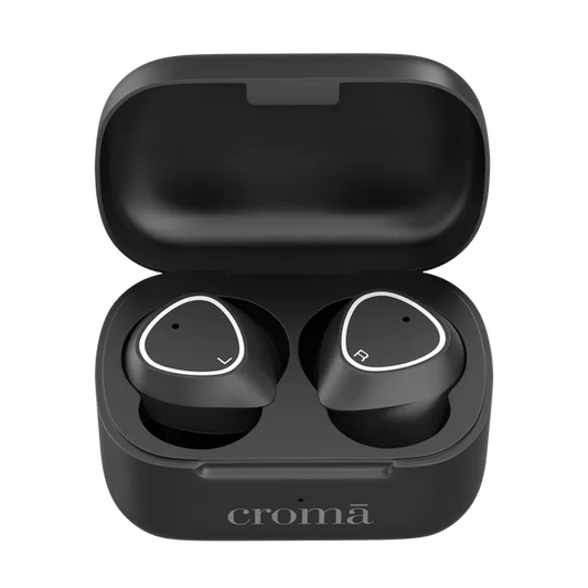 Croma TWS Earbuds with Noise Isolation (Sweat Resistant, 15 Hours Playback, Black)