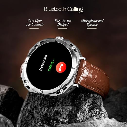 boAt Enigma Z20 (Brown leather) Smart Watch w/ 1.51" (3.8 cm) HD Display, Luxurious Metal Body Design