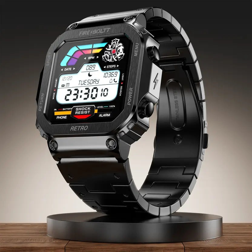 Fire-Boltt Retro 39.1mm (1.54) Display, Bluetooth call, Voice Assistance, Steel Straps Smartwatch