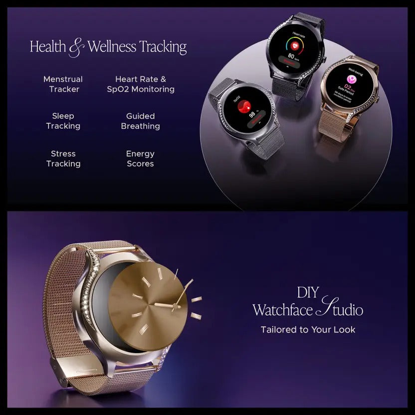 boAt Enigma Gem Women's Luxury Watch w/ SOS Location Tracker & 1.19''(3.02 cm) AMOLED Smartwatch