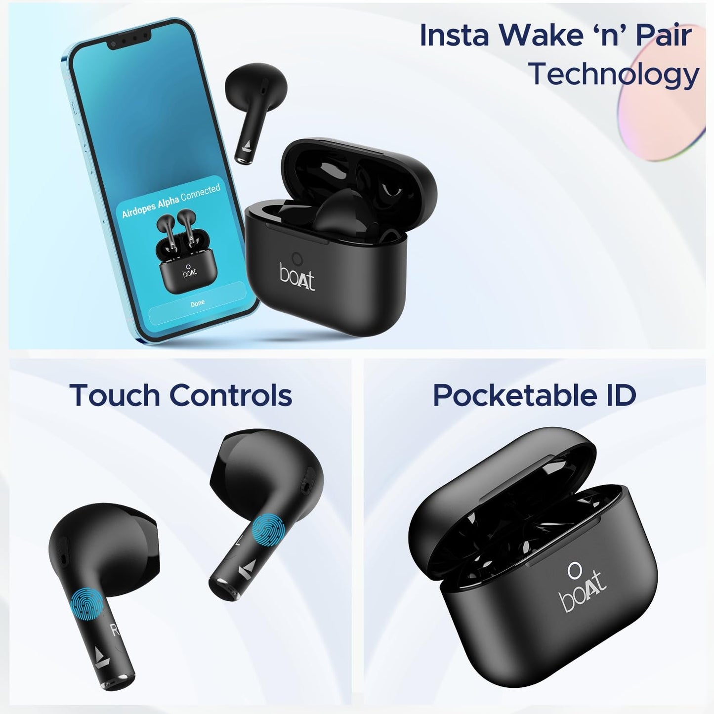 Boat Airdopes Joy, 35Hrs Battery, Fast Charge, IWP Tech, Low Latency, 2Mic ENx, Type-C Port, v5.3 Bluetooth Earbuds, TWS Ear Buds Wireless Earphones with mic