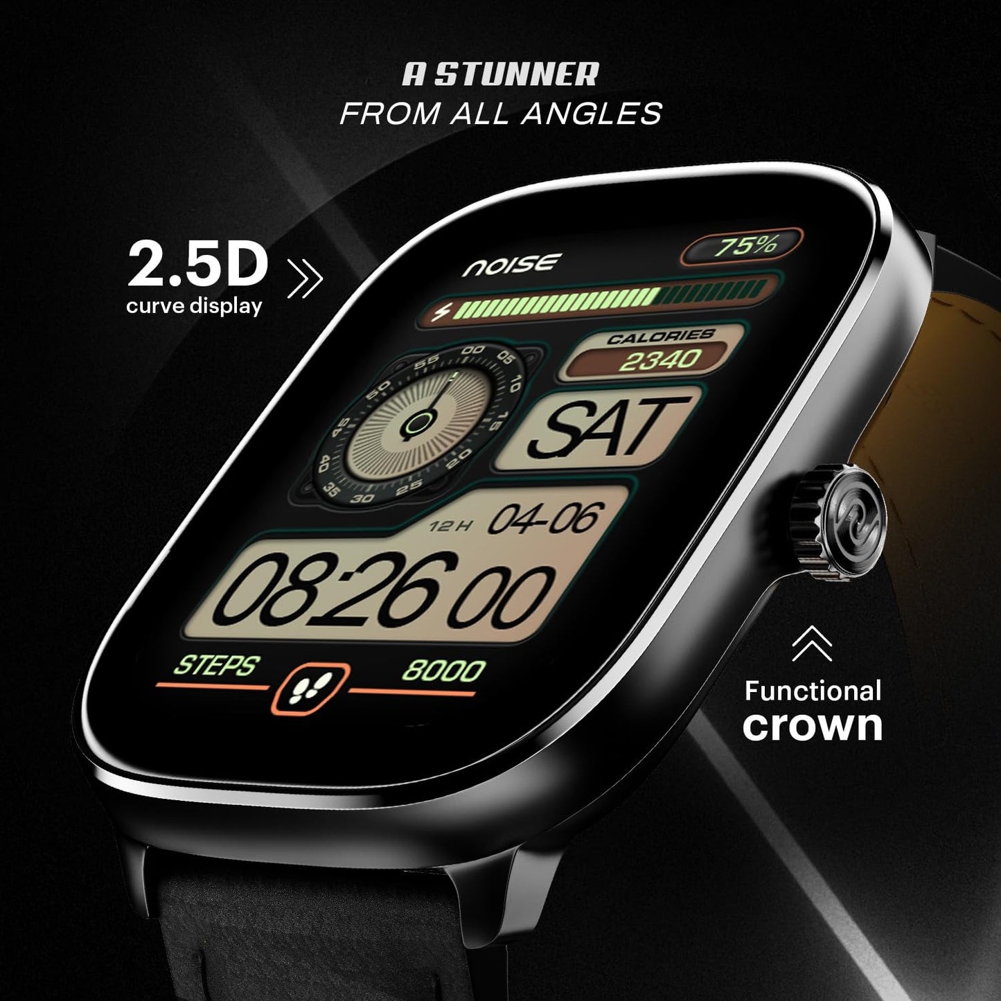 Noise Quad Call 1.81" Display, Bluetooth Calling Smart Watch, AI Voice Assistance, 160+Hrs Battery Life, Metallic Build, in-Built Games, 100 Sports Modes, 100+ Watch Faces