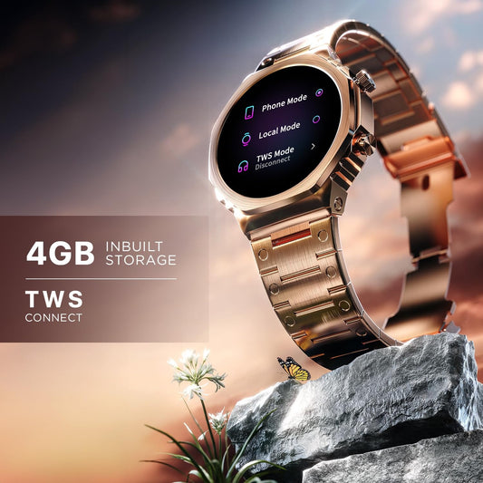 Fire-Boltt Onyx- 36.3mm AMOLED Always On Display Smart Watch, 466 * 466 High Resolution, Bluetooth Calling, Steel Design, IP67, 4GB Storage, 300+ Sports Modes, 130+ Watch Faces
