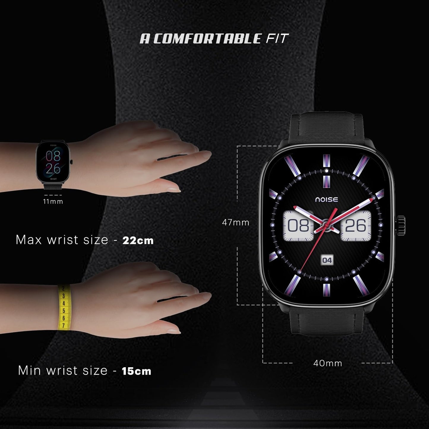 Noise Quad Call 1.81" Display, Bluetooth Calling Smart Watch, AI Voice Assistance, 160+Hrs Battery Life, Metallic Build, in-Built Games, 100 Sports Modes, 100+ Watch Faces
