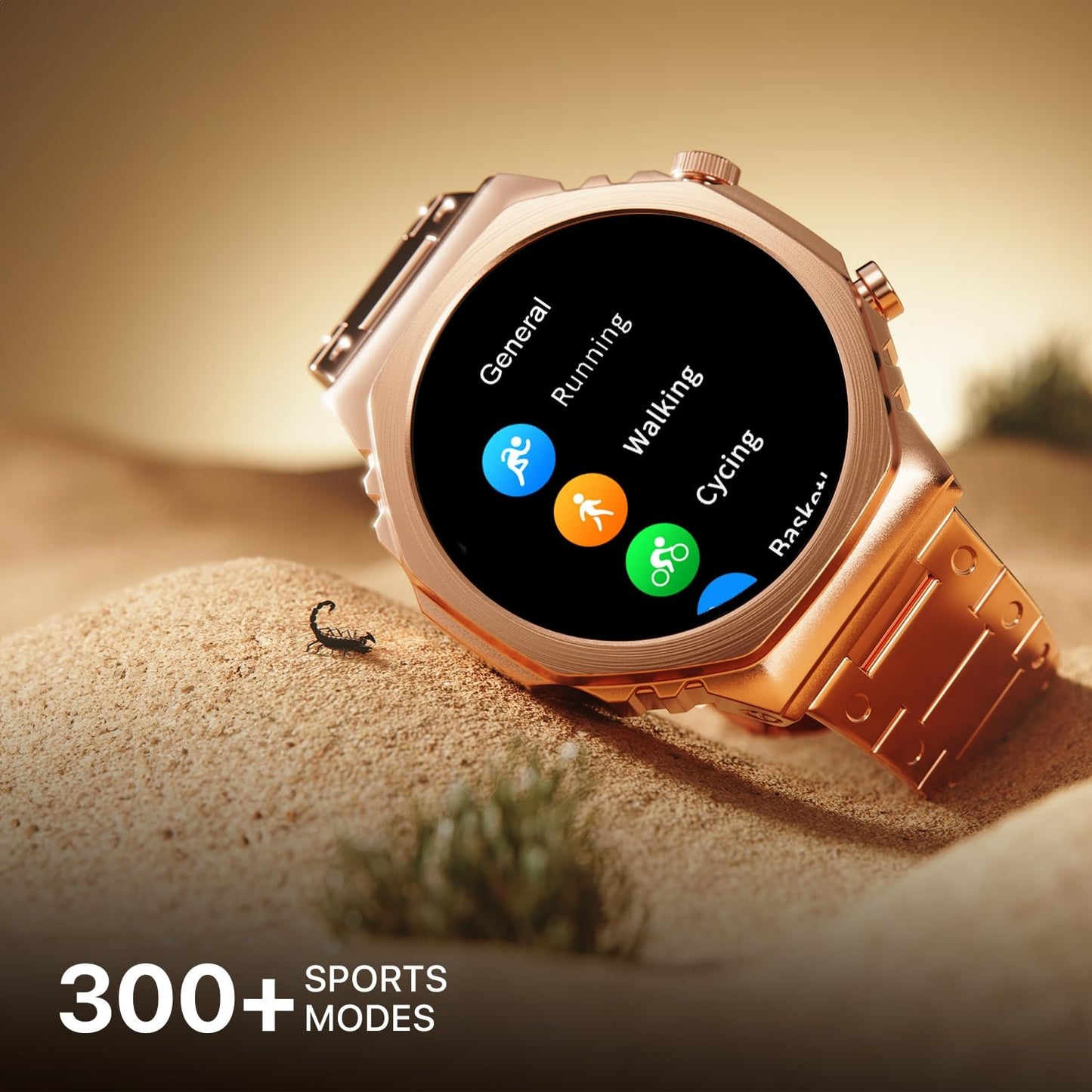 Fire-Boltt Onyx- 36.3mm AMOLED Always On Display Smart Watch, 466 * 466 High Resolution, Bluetooth Calling, Steel Design, IP67, 4GB Storage, 300+ Sports Modes, 130+ Watch Faces