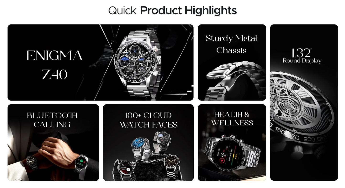 boAt Enigma Z40 with 1.32" HD Display, BT Calling, Luxurious Metal Body Design Smartwatch