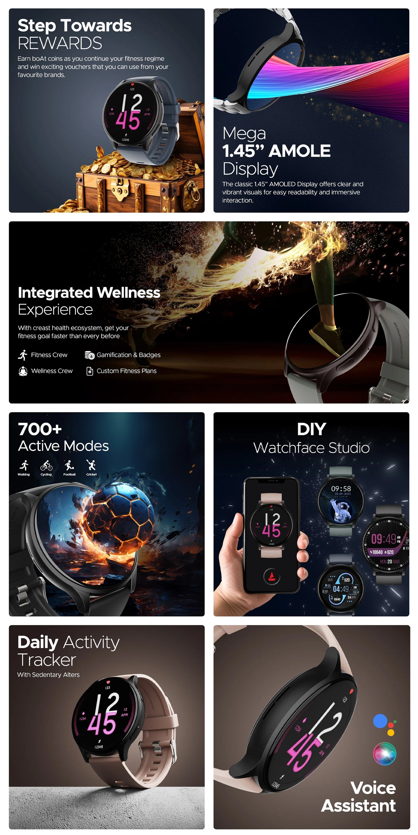 boAt Lunar Orb  w/ 1.45″ (3.6 cm) AMOLED Display, BT Calling, DIY Watch Face Studio, Coins, Crest App Health