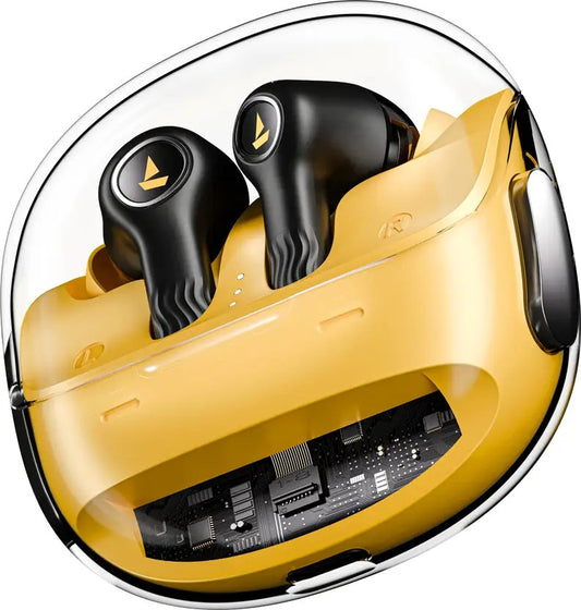 boAt Nirvana Crystl, (2025 Launch), Transparent Case,360 Spatial Audio, 4Mics ENx Bluetooth  (Yellow Pop, True Wireless)