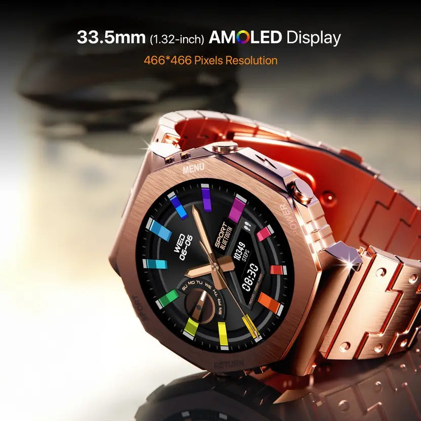 Fire-Boltt Obsidian 33.5mm (1.3 inch) AMOLED, Bluetooth Calling, Stainless Steel Design Smartwatch