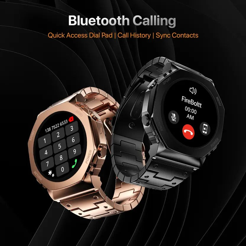 Fire-Boltt Obsidian 33.5mm (1.3 inch) AMOLED, Bluetooth Calling, Stainless Steel Design Smartwatch