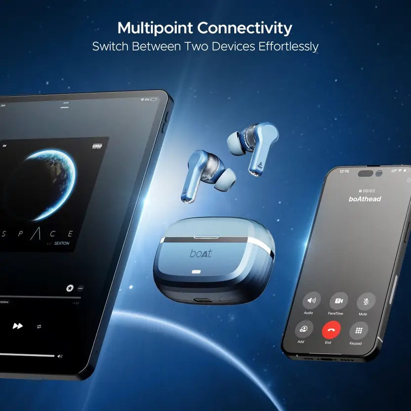 boAt Nirvana Space w/ 360 Spatial Audio, ANC(~32dB), 100HRS Battery & Dual Pairing Bluetooth