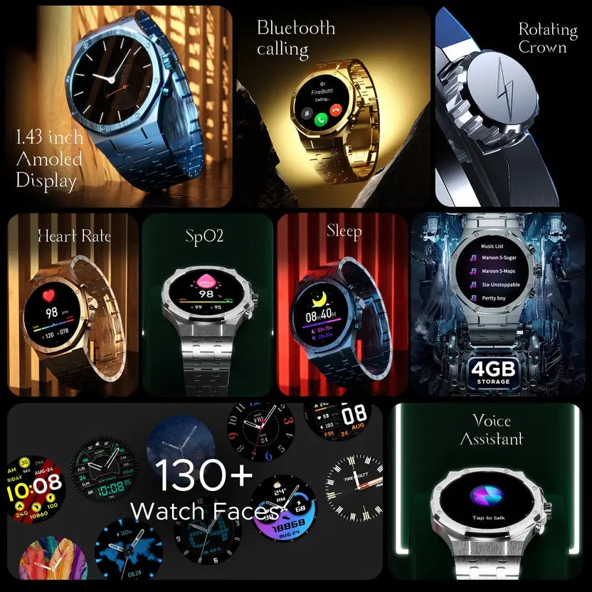 Fire-Boltt Royale Luxury Stainless Steel 36.3mm (1.43) AMOLED display, BT calling Smartwatch