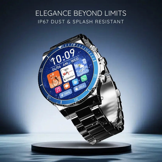 Pebble Chrome 1.52" HD Bezel-Less Display, Luxury Metal, BT Calling, Rotating Crown Smartwatch