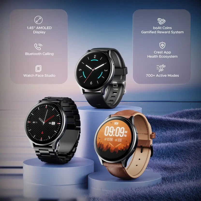 boAt Lunar Prime w/ 3.68 cm(1.45") AMOLED Display, BT Calling & Watch Face Studio Smartwatch