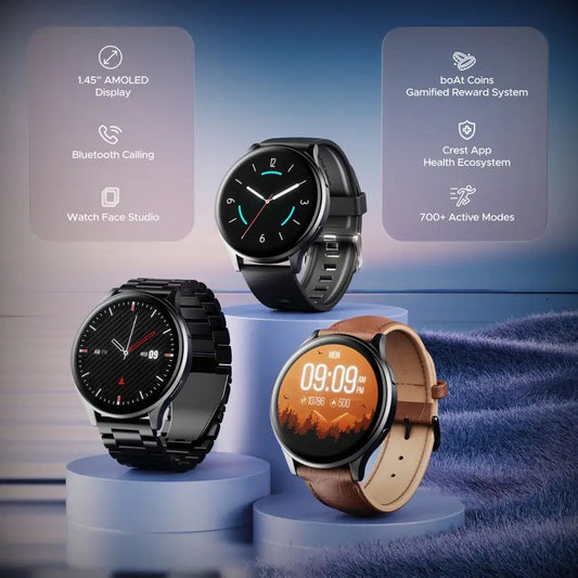 boAt Lunar Prime w/ 3.68 cm(1.45") AMOLED Display, BT Calling & Watch Face Studio Smartwatch